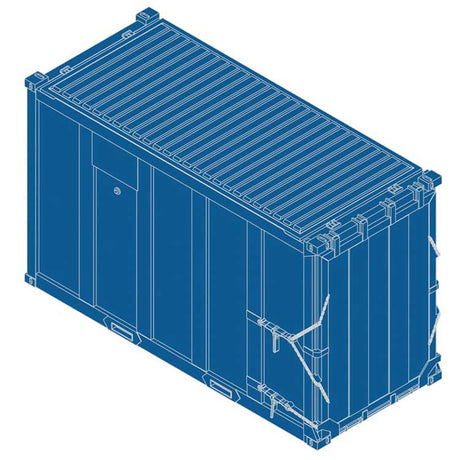 20' High-Cube MSW Trash Container 4-Pack - Ready to Run -- Interstate Waste Service IWS #900866, 901058, 901852, 902319 (dark blue)