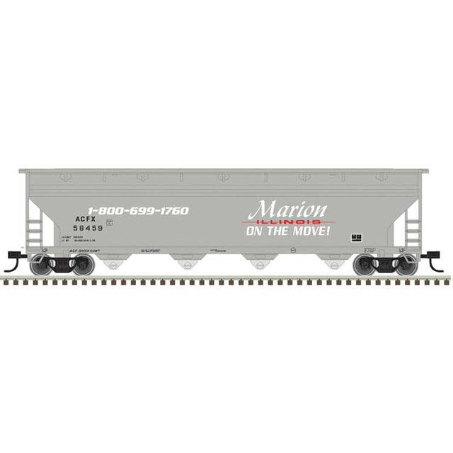 ACF 5250 4-Bay Centerflow Hopper - Ready to Run -- Marion, IL ACFX #58459 (gray, white, red)