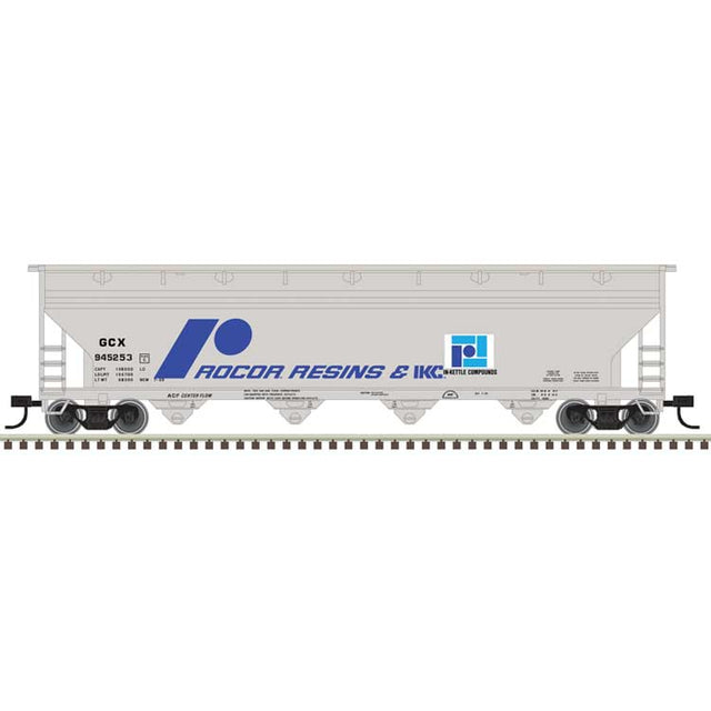 ACF 5250 4-Bay Centerflow Hopper - Ready to Run -- Rocor Resins #945265 (gray, blue, black)