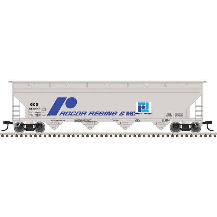 ACF 5250 4-Bay Centerflow Hopper - Ready to Run -- Rocor Resins #945278 (gray, blue, black)