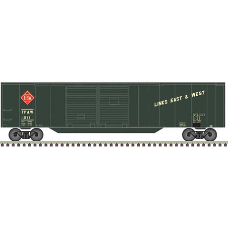 50' Double-Door Boxcar - Ready to Run -- Toledo Peoria & Western #1211 (dark blue, yellow)