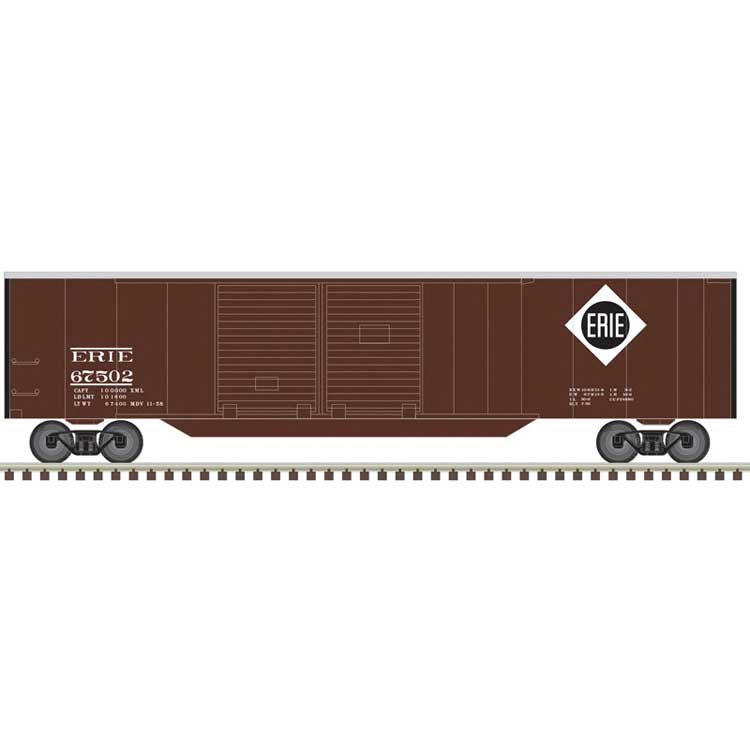 50' Double-Door Boxcar - Ready to Run -- Erie #67517 (Boxcar Red, white)