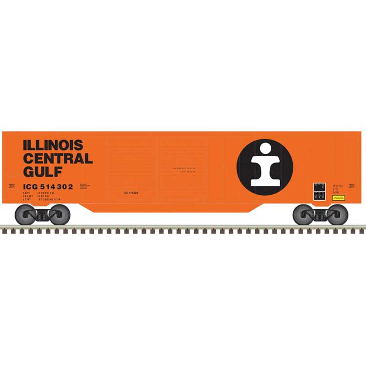 50' Double-Door Boxcar - Ready to Run -- Illinois Central Gulf #514302 (orange, black)