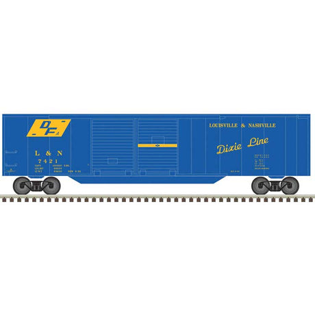 50' Double-Door Boxcar - Ready to Run -- Louisville & Nashville #7421 (blue, yellow)