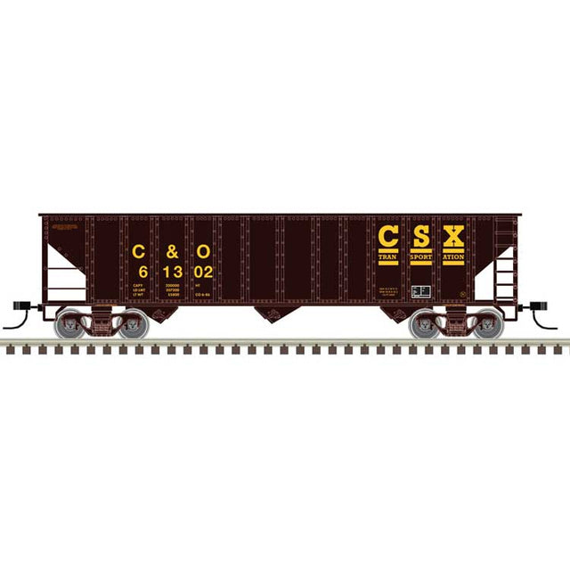 90-Ton 3-Bay Hopper with Load - Ready to Run -- CSX C&O #62323 (black, yellow, CSX Transportation Logo)