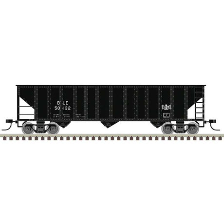 90-Ton 3-Bay Hopper with Load - Ready to Run -- Bessemer and Lake Erie #50132 (black, white)