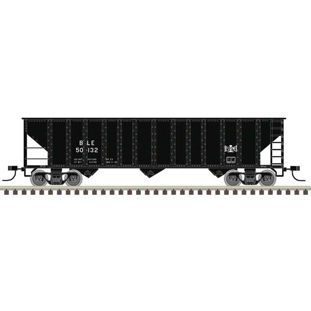90-Ton 3-Bay Hopper with Load - Ready to Run -- Bessemer and Lake Erie #50132 (black, white)