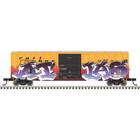 ACF(R) 50'6" Boxcar - Ready to Run -- Railbox #30096 (yellow, black, Fantasy Graffiti)