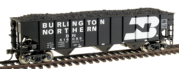 Atlas HO Trainman(TM) AAR 70-Ton 3-Bay Open Hopper -- Burlington Northern #516103  (black, white)