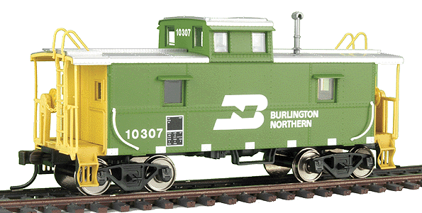 Atlas HO Trainman(TM) C&O-Style Center Cupola Caboose -- Burlington Northern #10307 (green, white)