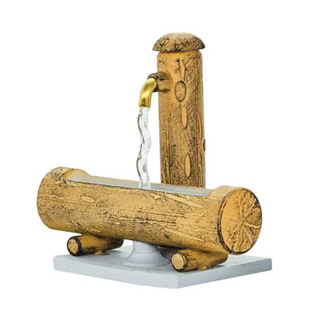 Animated Log Fountain/Trough/Well -- 1-3/16 x 11/16 x 1-1/8" 3 x 1.8 x 2.9cm, 1-5/8"  4.2cm Under Layout Depth-1
