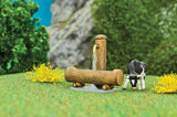 Animated Log Fountain/Trough/Well -- 1-3/16 x 11/16 x 1-1/8" 3 x 1.8 x 2.9cm, 1-5/8"  4.2cm Under Layout Depth-2