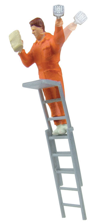 Animated Man on Ladder Working on Billboard/Poster -- 14-16 Volt AC or DC