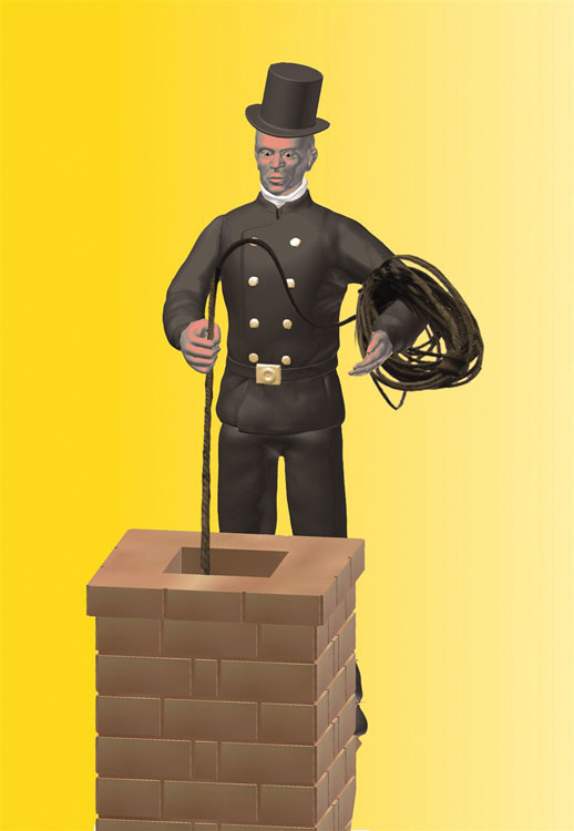 Animated Chimney Sweep with Moving Arm -- 14-16 Volts, AC or DC