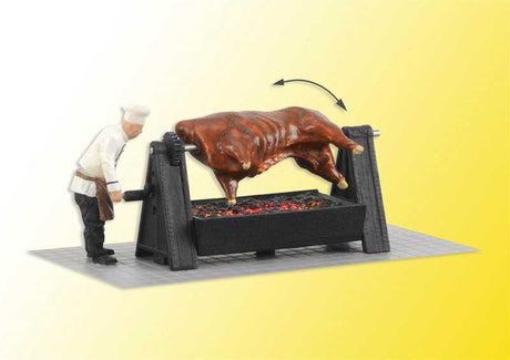 Animated Grill with Beef on Rotisserie over Glowing Embers -- 14-16 Volt AC or DC-1