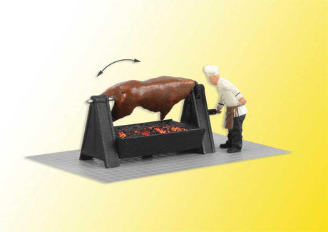 Animated Grill with Beef on Rotisserie over Glowing Embers -- 14-16 Volt AC or DC-2