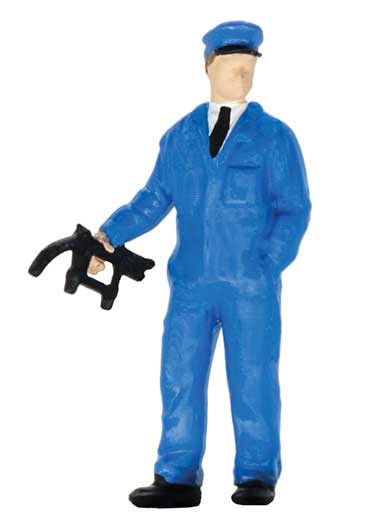 Animated Gas Station Attendant -- 4.2cm Under Layout Mount Depth-1