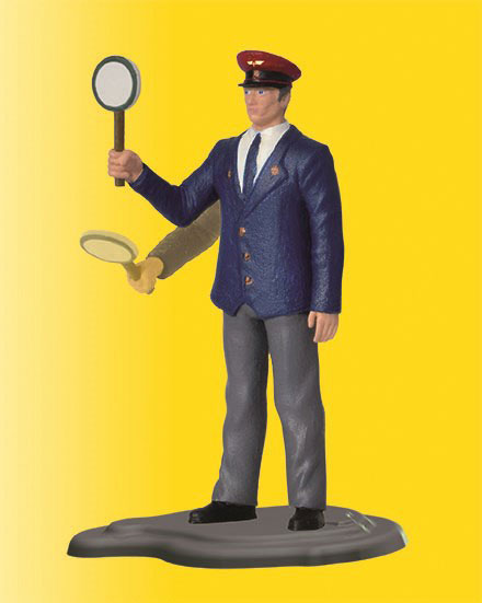 European Train Guard w/Moving Arm Animated Figure