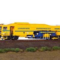 Plasser & Theurer 09-3X Production Tamper w/Sound & DCC -- Staufenexpress Leonhard Weiss (yellow, blue)