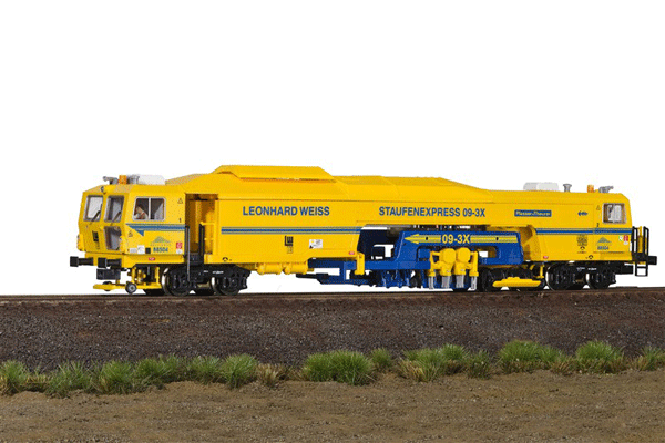 Plasser & Theurer 09-3X Production Tamper w/Sound & DCC -- Staufenexpress Leonhard Weiss (yellow, blue)-1