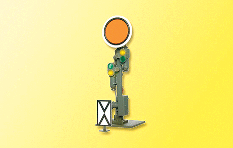 Operating European-Style Movable-Disc Semaphore Distant Signal - Assembled -- Single Disc-1