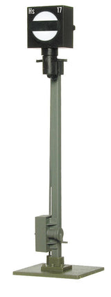 Operating European-Style Semaphore Distant Signal - Assembled -- Black & White Banner Style-2