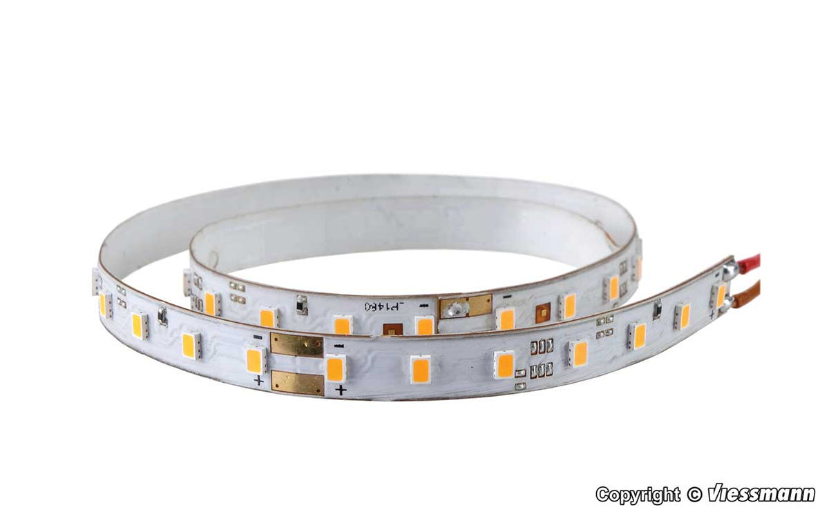 Self-Adhesive 24V LED Light Strips with Resistors 5/16"  .8cm Wide -- 2000K Warm White 6 Sections - 7 LEDs Each, Total 9-13/16" 25cm Long