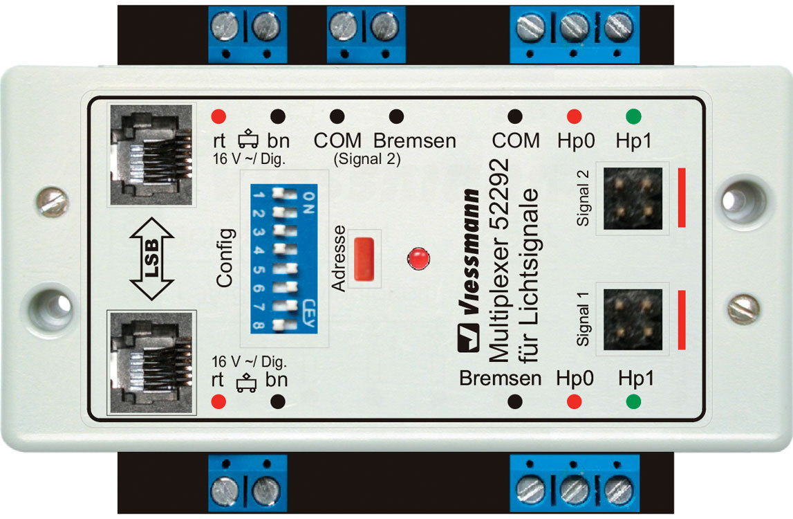 Double Multiplexer Control Module with DCC Decoder - AC: 10-16V; DC - 14-24V -- Controls 2 Daylight Signals with Multiplex Technology