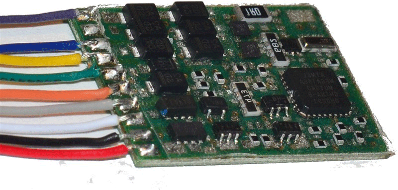 Motor Control & Function DCC Decoder w/Hard Wire Leads -- 1 x 5/8 x 1/8"  25 x 15.4 x 3.3mm-1