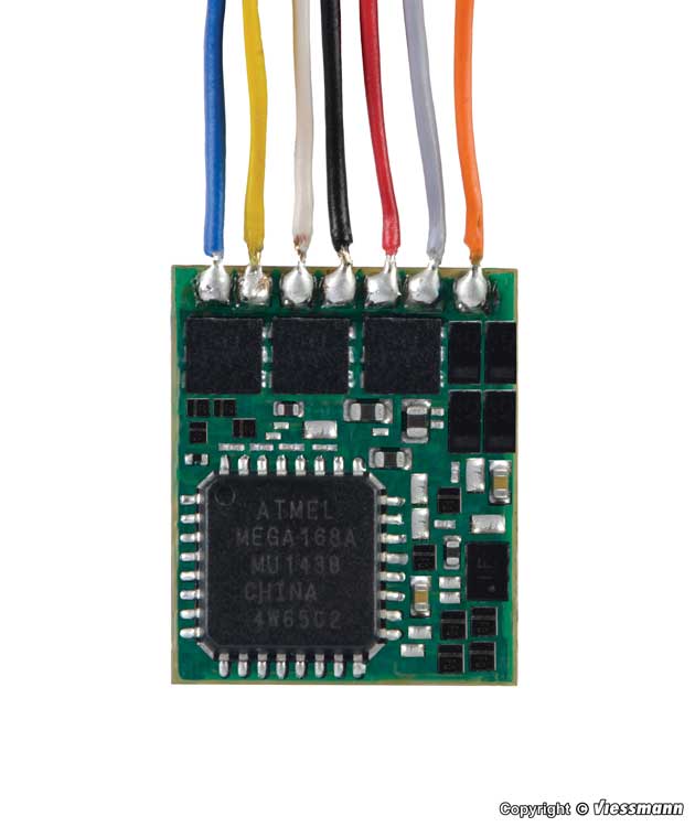 DCC Motor Control Decoder -- 2 Function with Wired Harness - 7/16 x 3/8 x 3/32"  1.15 x .95 x .21cm