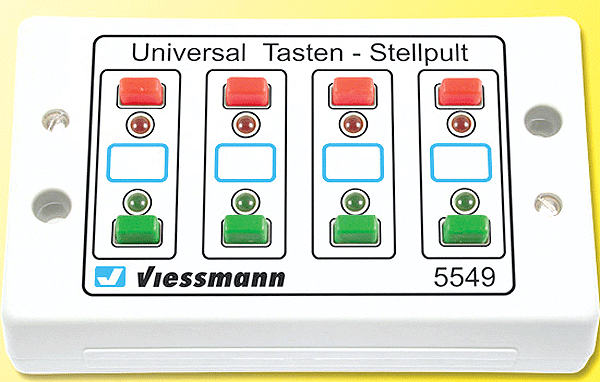 Universal Pushbutton Panel w/Momentary Switches for Solenoid Signal/Accessory -- With Red/Green Feedback LEDs - Controls 4 Turnouts or 2-Aspect Signals-1