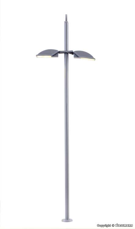 Modern LED City Double Streetlight -- White 4-5/16"  11cm Tall