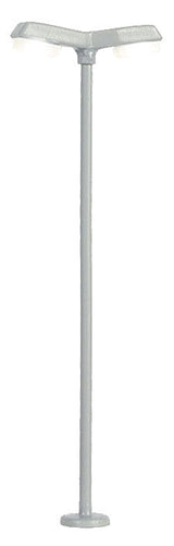 Modern Double-Arm LED Streetlight -- White, 2-1/8"  5.4cm Tall, 10-16 Volt-2