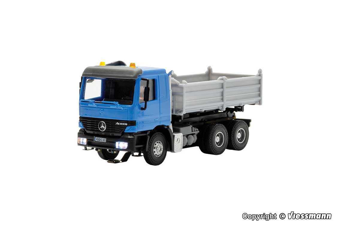 Operating 1996 Mercedes-Benz Actros Dump Truck w/Lights - CarMotion -- Blue, Silver-1
