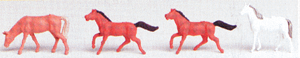 Animals -- Horses (3 brown, 1 white)
