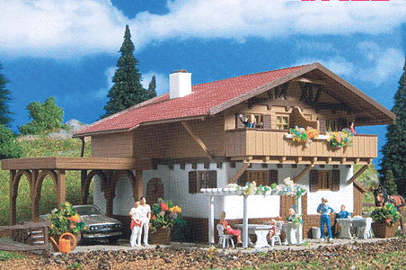 Alpine Chalet w/Car Port -- 6-13/16 x 4-13/32 x 3-5/8"  17 x 11 x 9cm-1