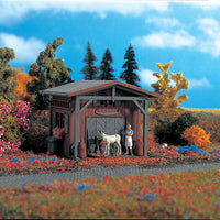 Garden Shed w/Donkey & Man -- 2-57/64 x 2-31/64 x 2-3/32"  7.2 x 6.2 x 5.2cm