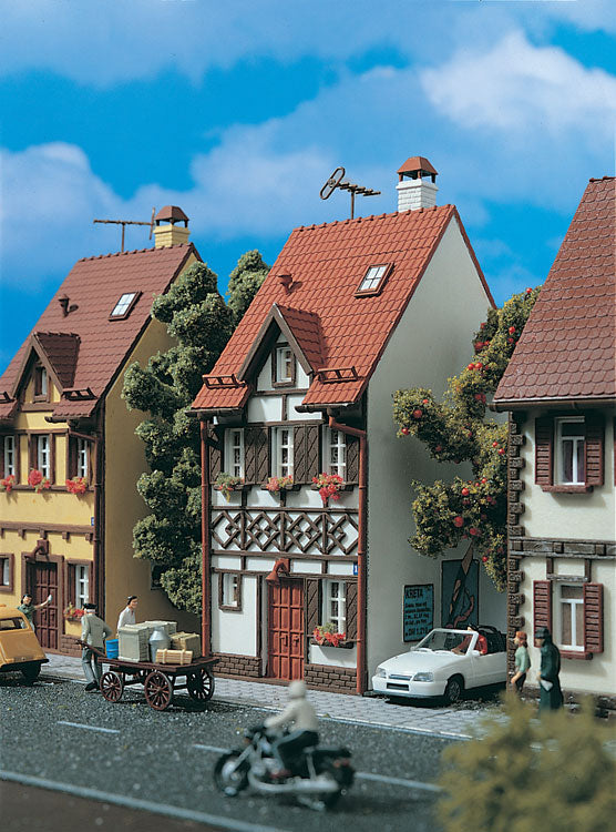 Half-Timbered House (white) -- 2 x 3-5/16 x 5-5/16"  5.2 x 8.3 x 13.3cm