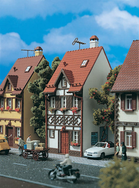 Half-Timbered House (white) -- 2 x 3-5/16 x 5-5/16"  5.2 x 8.3 x 13.3cm