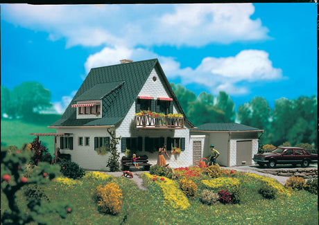 House w/Garage -- 4-1/2 x 4-3/4 x 3-1/2"  11.5 x 12 x 8.8cm