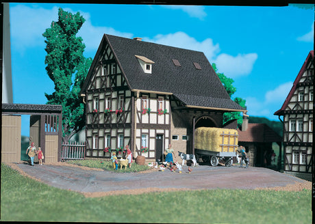 House w/Barn -- 4-7/8 x 2-3/4 x 4-3/4"  12.5 x 7 x 12cm