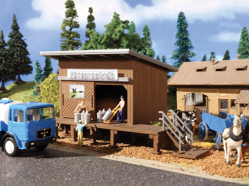 Wood Milk Can Collection Shed w/Wood Platform -- Kit - 5-1/4 x 2-15/16 x 2-3/4"  13.5 x 7.5 x 7cm
