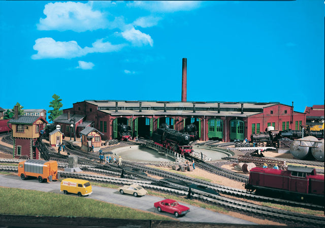 Six-Stall Roundhouse -- 16-1/8 x 35 x 5-1/8"  41 x 89 x 13cm