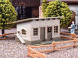 Brick Shed with Wood Fence -- Kit - 2 x 1-3/8 x 1-1/16"  5 x 3.5 x 2.7cm-1