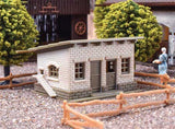 Brick Shed with Wood Fence -- Kit - 2 x 1-3/8 x 1-1/16"  5 x 3.5 x 2.7cm-1