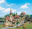 Church w/Three Half-Timbered Houses -- One Each: 7730, 7731, 7733 & 7736
