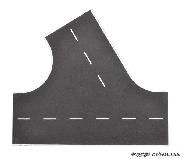 Weathered Asphalt Street 60-Degree Intersection - Stone Art -- 8-11/16 x 7-11/16"  22 x 19.5cm
