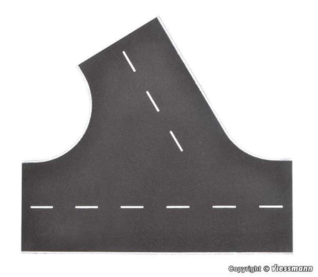 Weathered Asphalt Street 60-Degree Intersection - Stone Art -- 8-11/16 x 7-11/16"  22 x 19.5cm