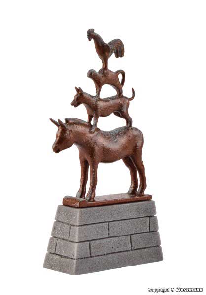 Bremen Town Musicians Statue -- Assembled - 15/16 x 3/8 x 1-3/4"  2.3 x .9 x 4.4cm