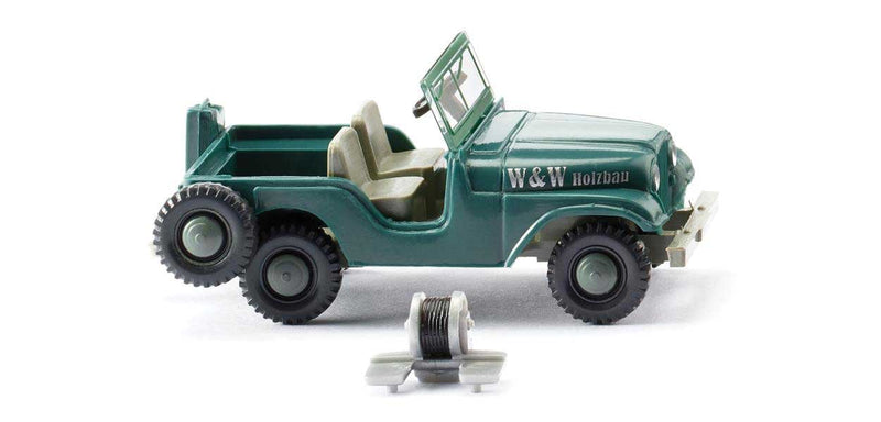 1952 Jeep Globetrotter - Assembled -- W & W Holzbau (green, German Lettering)